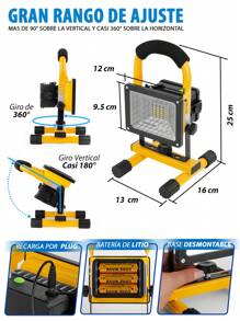 Lampara LED de Emergencia Recargable, Reflector para apagones, Lampara de Carretera - Amarillo - Ver 4