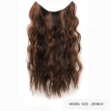 1pc 20inch, 135g, Fashionable Ombre Big Wavy Long Curly Hair Extension, One-piece Style, Adjustable Fish Line Hairpiece - Chocolate Brown - View 5