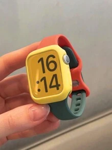 2入組女士男士軟矽膠運動錶帶橘色綠色防水腕帶和1入組黃色矽膠保護套,適用於Apple Watch帶38mm/40mm/41mm/42mm/44mm/45mm,適用於Apple Watch系列SE/8/7/6/5/4/3/2/1 - 彩色 - 查看 1