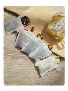 100 pièces Sachets de thé jetables en tissu non tissé avec cordon, sachets d'herbes/de soupe pour infusion, cuisson, outil de cuisine, retour à l'école