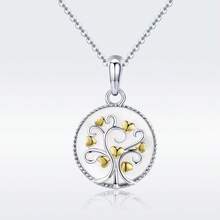 WOSTU 1個真925純銀生命之樹墜墜頸鏈女性金色心形樹項鍊純銀珠寶