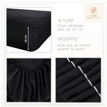 Juego de Sábanas Matrimonial 2800 Hilos Extra Suave Premium Lisa Soft Nature - Negro - Ver 10