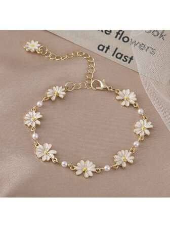 1 件青少年雏菊手链色块可调节首饰