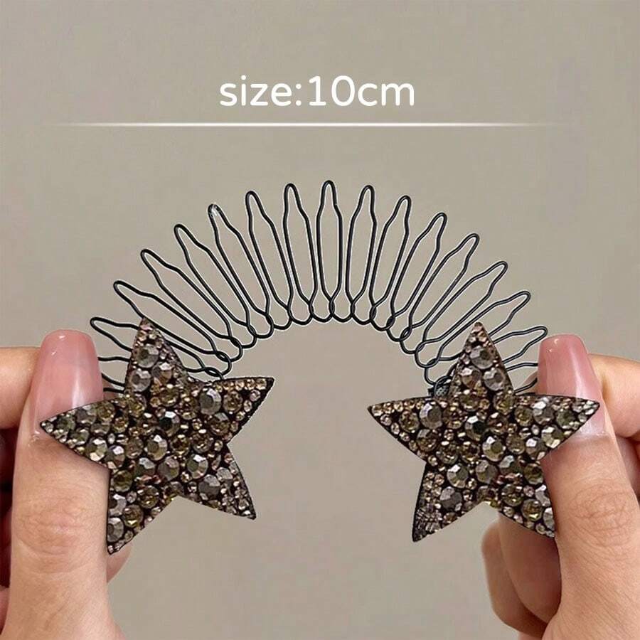 1pc Ladies' Spring Star Detail Hair Band, Suitable For Daily Wear - Black - View 1