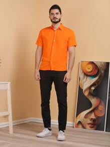 Men Polo Shirts - 橘色 - 查看 2