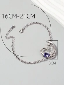 1條豪華925純銀皇冠水晶紫晶手鍊,結婚、母親節、女友、媽媽的絕佳禮物