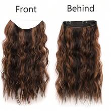 1pc 20inch, 135g, Fashionable Ombre Big Wavy Long Curly Hair Extension, One-piece Style, Adjustable Fish Line Hairpiece - Chocolate Brown - View 6