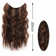 1pc 20inch, 135g, Fashionable Ombre Big Wavy Long Curly Hair Extension, One-piece Style, Adjustable Fish Line Hairpiece - Chocolate Brown - View 4