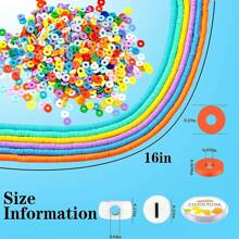 10/20/30 串 6 毫米随机颜色粘土珠聚合物粘土黑石珠扁平圆盘珠和字母珠用于手链珠宝制作 DIY 项链耳环 - 彩色 - 查看 3
