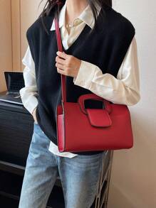 Red Fashionable Multipurpose Large Capacity Women's Handbag & Crossbody Bag - Red - View 3