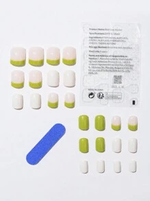 Change Your Look Short Square Nail Strip Heart Full Covered Nail Set One Jelly Glue One Nail File Suitable For Women And Girls Press On Nails Nail Supplies Nails