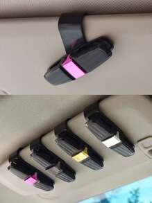 1pc Car Sunglasses Holder, Multi-Functional Glasses Clip Mount For Car Sun Visor - Hot Pink - View 4