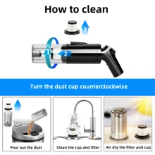 1台白色7.4v汽車吸塵器,帶led燈,家庭和汽車無線手持式除塵器,數字顯示和高吸力 - 白色 - 查看 8