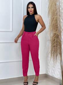 Women Pants - 玫紅色 - 查看 3