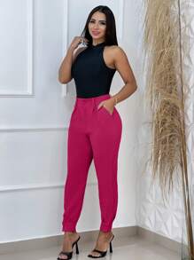 Women Pants - 玫紅色 - 查看 5