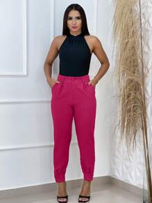 Women Pants - 玫紅色 - 查看 2