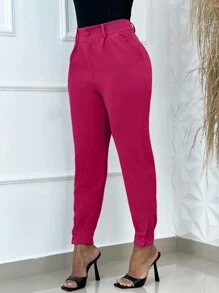 Women Pants - 玫紅色 - 查看 7
