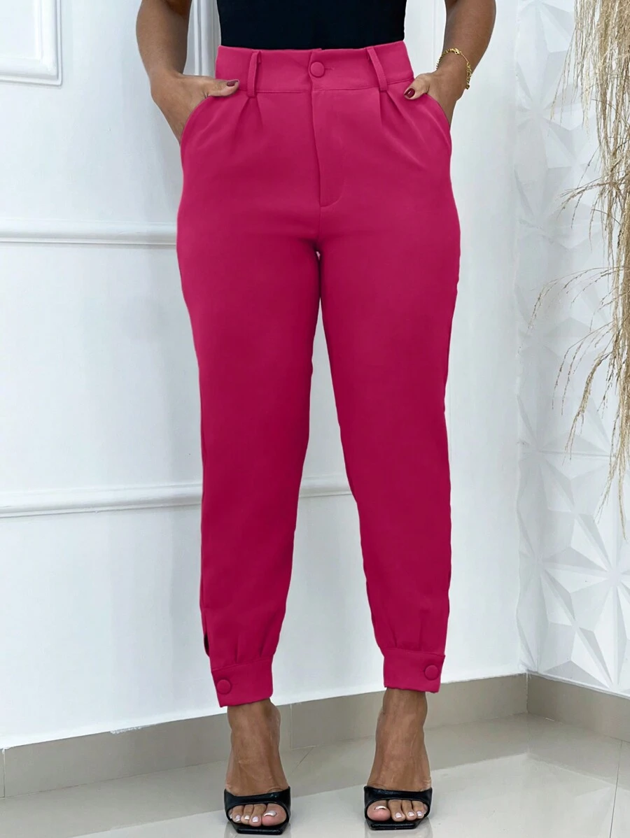 Women Pants - 玫紅色 - 查看 1