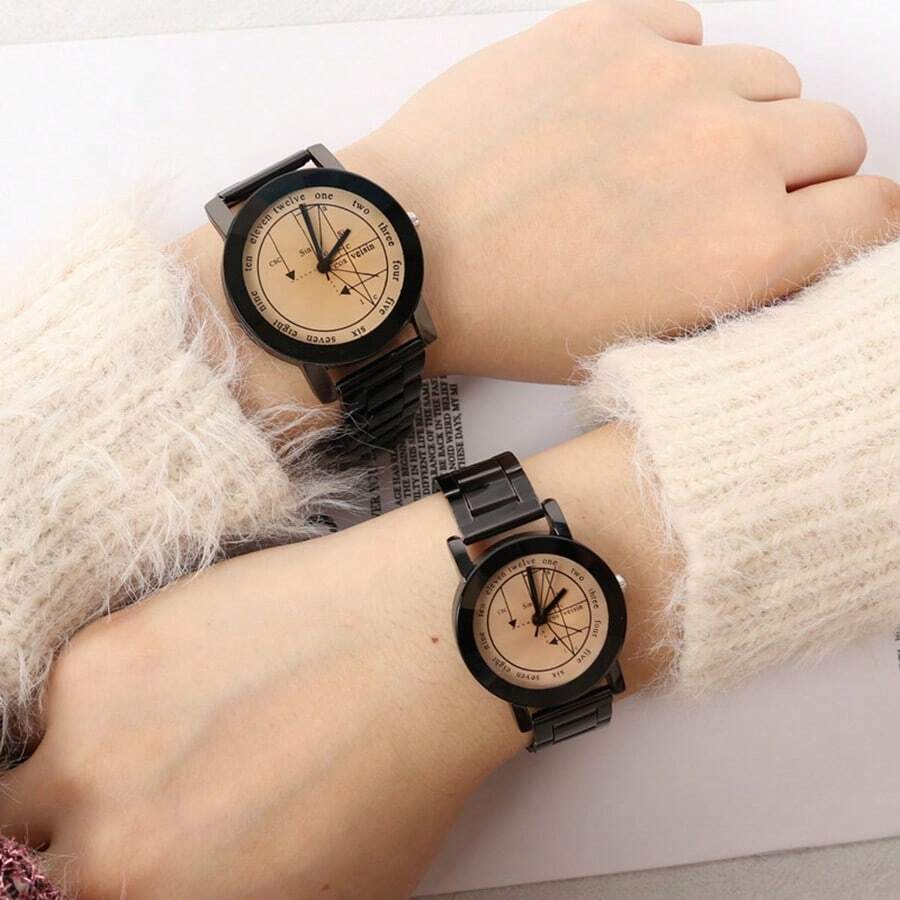 New Concept Black Tech Korean Style Minimalist Fashion Creative Personalized Roulette Watch For Men And Women Students - Black - View 1