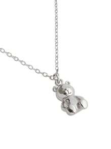 1入s925銀質可愛卡通小熊吊墜項鍊,適合女性日常佩戴