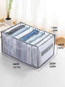 1 件装衣服和裤子收纳盒，带隔板，适用于衣柜和壁橱，牛仔裤分层存储解决方案，房间装饰，家居装饰，秋季装饰，卧室装饰 - 灰色 - 查看 2