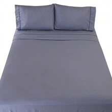 Juego de Sábanas Individual 2800 Hilos Extra Suave Premium Lisa Soft Nature - Gris Oscuro - Ver 8