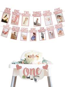 金色一老生日套裝包括照片橫幅和橫幅 - 玫瑰金 - 查看 2