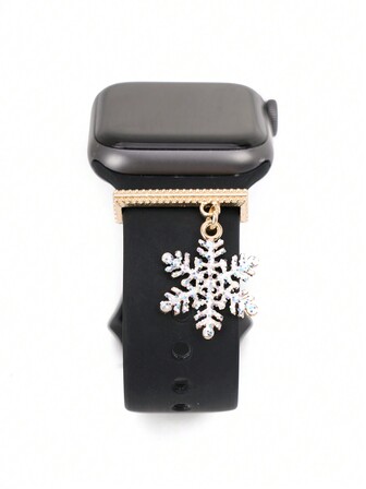 1pc Metal Sparkling Snowflake Watch Band Charms Decoration Ring Compatible With Apple Watch Bands Series Accessories Compatible With Galaxy Watch Strap Charms Gift For Friends