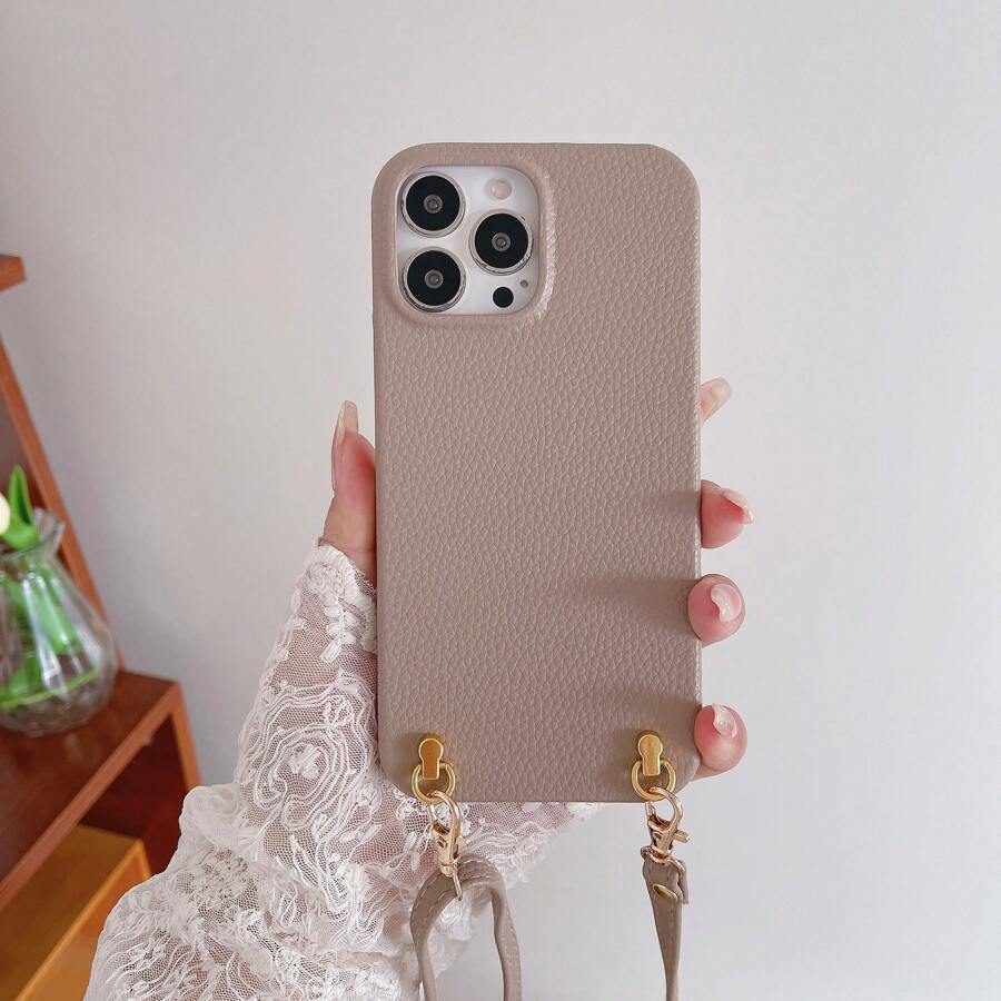 1 Pieza Funda Para Teléfono Iphone Ptu Con Correa Para Colgar - Albaricoque - Ver 1