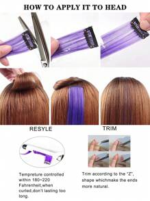Extensiones de cabello de colores para fiesta y resaltes, pieza de cabello sintético rizado y ondulado para clip en mujeres y niñas - Rosa Fucsia - Ver 6