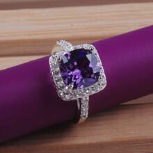 Fashionable Women's Purple Square Ring - Purple - View 1
