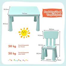 Children's Seating Group Made Of Plastic, Children's Table With 2 Chairs, Chair With Backrest, With Round Edges, Single-Colored Design, For Boys And Girls, For Children's Room - Mint Green - View 4