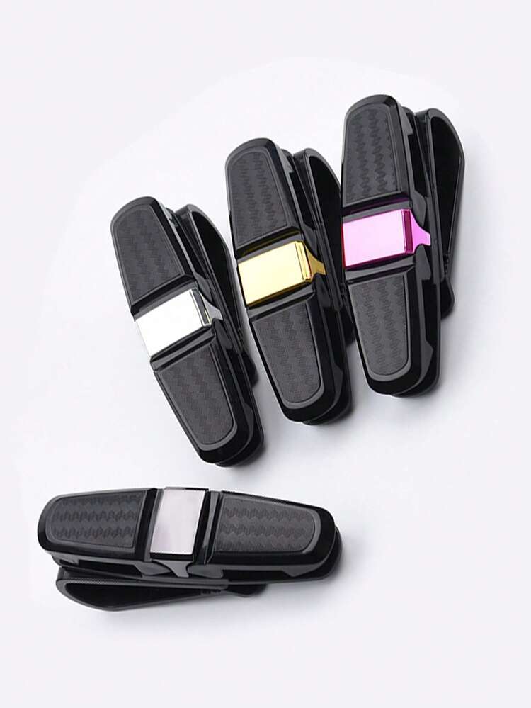 1pc Car Sunglasses Holder, Multi-Functional Glasses Clip Mount For Car Sun Visor - Hot Pink - View 7