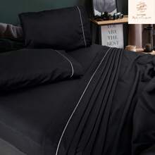 Juego de Sábanas Matrimonial 2800 Hilos Extra Suave Premium Lisa Soft Nature - Negro - Ver 11