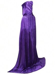 1 pezzo Mantello con cappuccio viola per adulti unisex adatto per feste, Ognissanti, costume da vampiro, realizzato in velluto, lunghezza totale 1,7m
