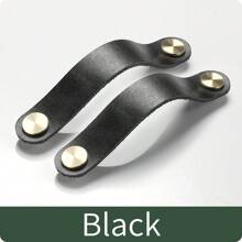 1pc Leather & Copper Drawer Handle With Screws, Easy To Install, Suitable For Drawers, Cabinets & Wardrobes, Various Colors And Sizes