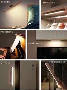 LEAPAIR 1pc Beech Wood Mirror LED Night Light Front Fill Light Portable Rechargeable Magnetic Wall Lamp Bedroom Bedside Vanity Lamp Makeup Mirror - White - View 6