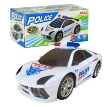 Brinquedo Carrinho De Polícia Carro com Luzes Som E Movimento para crianças Bate e volta - Branco - Visão 1