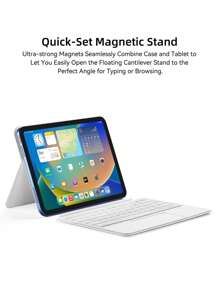 Ảo thuật Bàn phím Loại vỏ Đối với 2022 iPad Thế hệ 10.9 Từ tính Thông minh Che phủ Không dây Từ tính Bàn phím - trắng - Xem 4