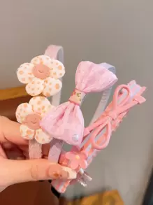 3个装可爱蝴蝶结发箍，适合女孩佩戴 - 粉色 - 查看 2