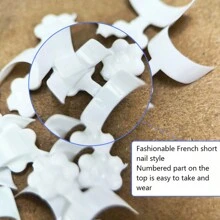 ART LALIC 100 Piezas Puntas De Uñas Francesas Blancas Estilo Francés Corto Acrílico Puntas De Uñas 10 Tamaños Uñas Postizas Press On Nails - Blanco - Ver 4