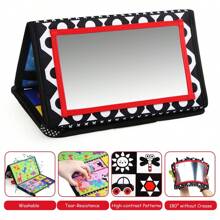 Christmas Decoration Foldable Baby Mirror Toy For Tummy Time, Sensory Toy With Black & White Contrast Patterns And Abc Letters, Suitable For 0-12 Months Infant, Double-Sided Mirror Fabric Book