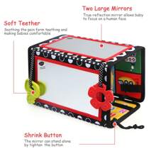 Christmas Decoration Foldable Baby Mirror Toy For Tummy Time, Sensory Toy With Black & White Contrast Patterns And Abc Letters, Suitable For 0-12 Months Infant, Double-Sided Mirror Fabric Book