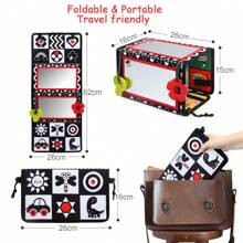 Christmas Decoration Foldable Baby Mirror Toy For Tummy Time, Sensory Toy With Black & White Contrast Patterns And Abc Letters, Suitable For 0-12 Months Infant, Double-Sided Mirror Fabric Book