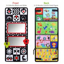 Christmas Decoration Foldable Baby Mirror Toy For Tummy Time, Sensory Toy With Black & White Contrast Patterns And Abc Letters, Suitable For 0-12 Months Infant, Double-Sided Mirror Fabric Book