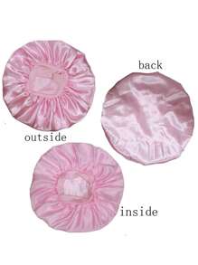 大号女士真丝缎面软帽超柔软弹力带睡帽，适合卷曲辫子发，粉色，返校，旅行度假必备，女士发饰 - 粉色 - 查看 2