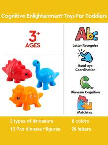 1 bộ Montessori Học tập Đồ Chơi Bộ 13 cái Tốt Động cơ Đồ chơi Tính hai mặt ABC 26 Phù hợp Khủng long Chữ cái Học tập Trò chơi Trẻ em Lứa tuổi 3-5 Đối với Trường mẫu giáo Giáo dục Qủa tặng ( Màu sắc tùy ý ) ( một số Ngẫu nhiên ) - Nhiều màu - Xem 3