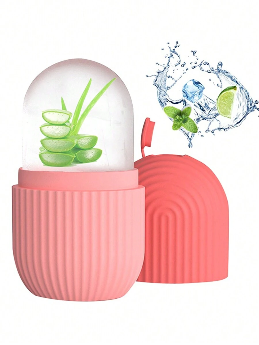 Ice Roller for Face and Eye, 1pc Silicone DIY Cooling Ice Mold Face Beauty Massage Shrink Pores Upgrade Mold for Face Neck and Eye - Pink - View 1