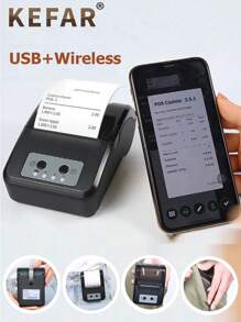 KEFAR Impresora Portátil Mini Oem Sin Tinta, Impresora Portátil De Mano Para Recibos Térmicos Inalámbrica Usb De Bolsillo - Negro - Ver 4