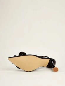 New Arrival 2023 Pointed Toe Faux Pearl Bow Closed Toe Stiletto Mules, Elegant Women's Sandals